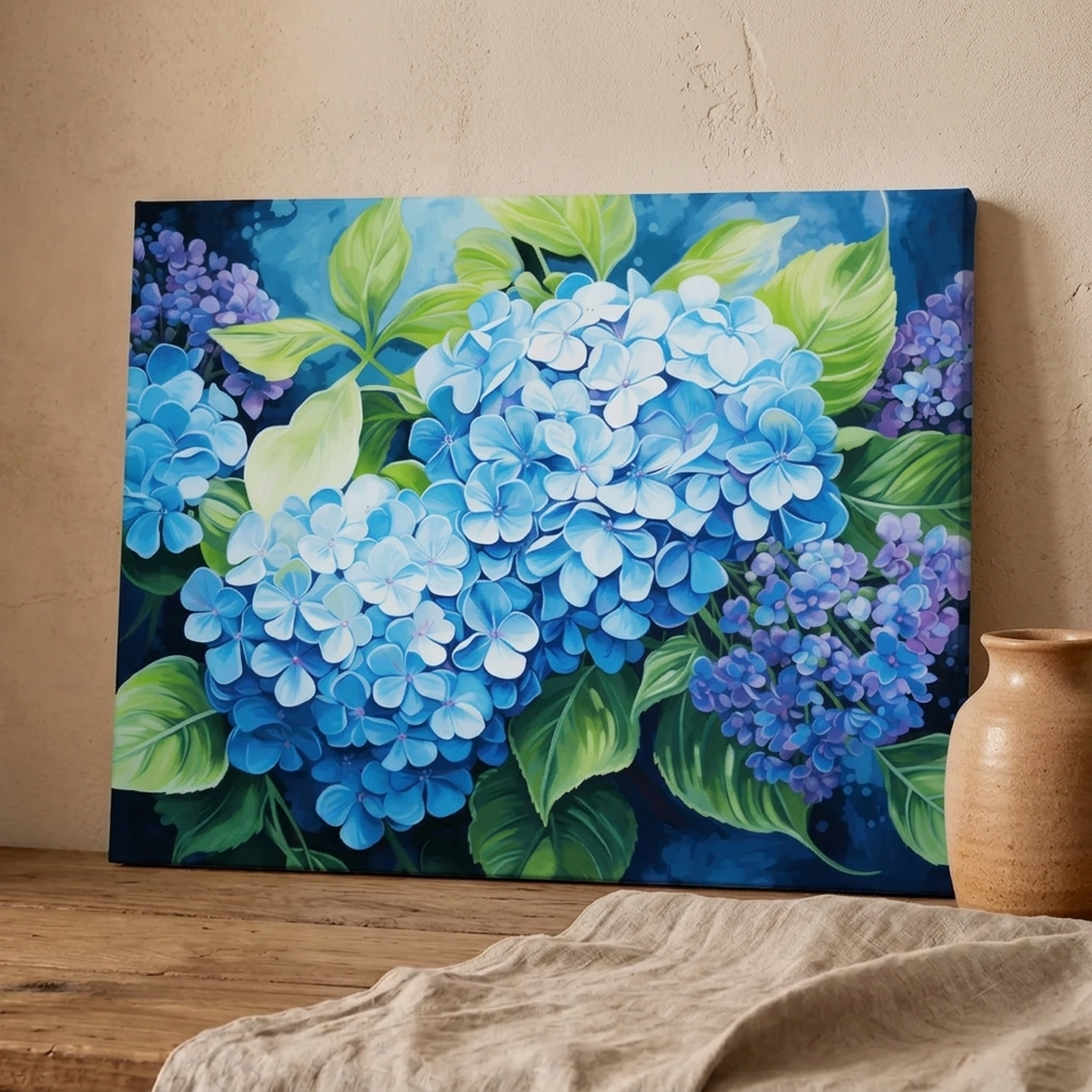 Ortensie Blu – kit dipingi con i numeri Hushfold